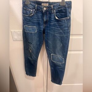 Straight fit jeans with patchwork